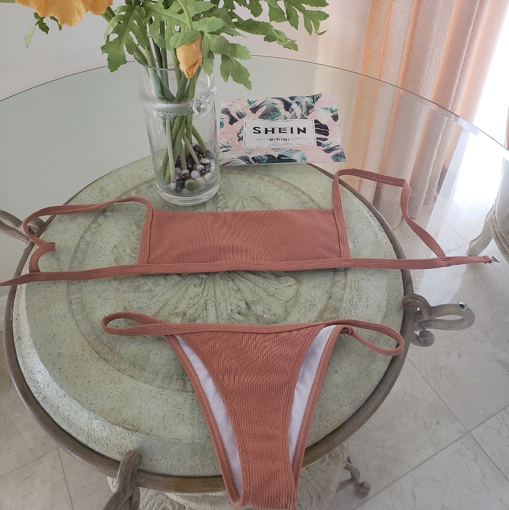 COPY - SHEIN Peachy Ribbed Bikini Set
